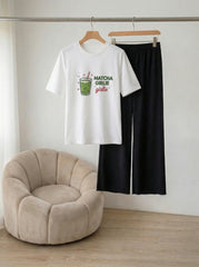 Matcha Girly Wide leg Trouser Set