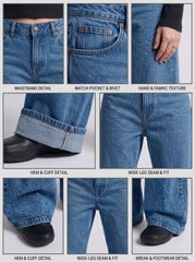 Deep Blue Wide Leg Jeans