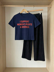 Women's rights and Wrongs Crop Wide Leg Set
