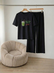 Matcha Girly Wide leg Trouser Set