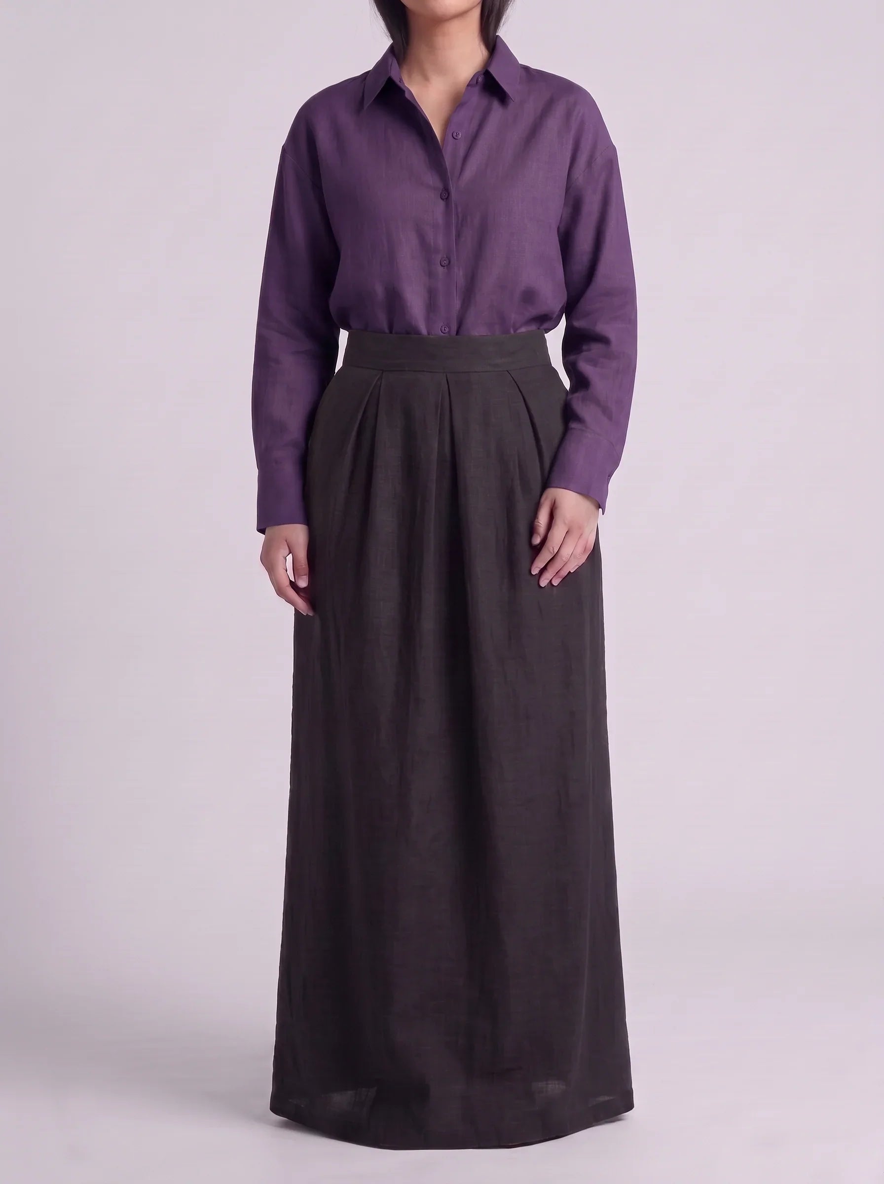 Button Down Shirt With Black Skirt