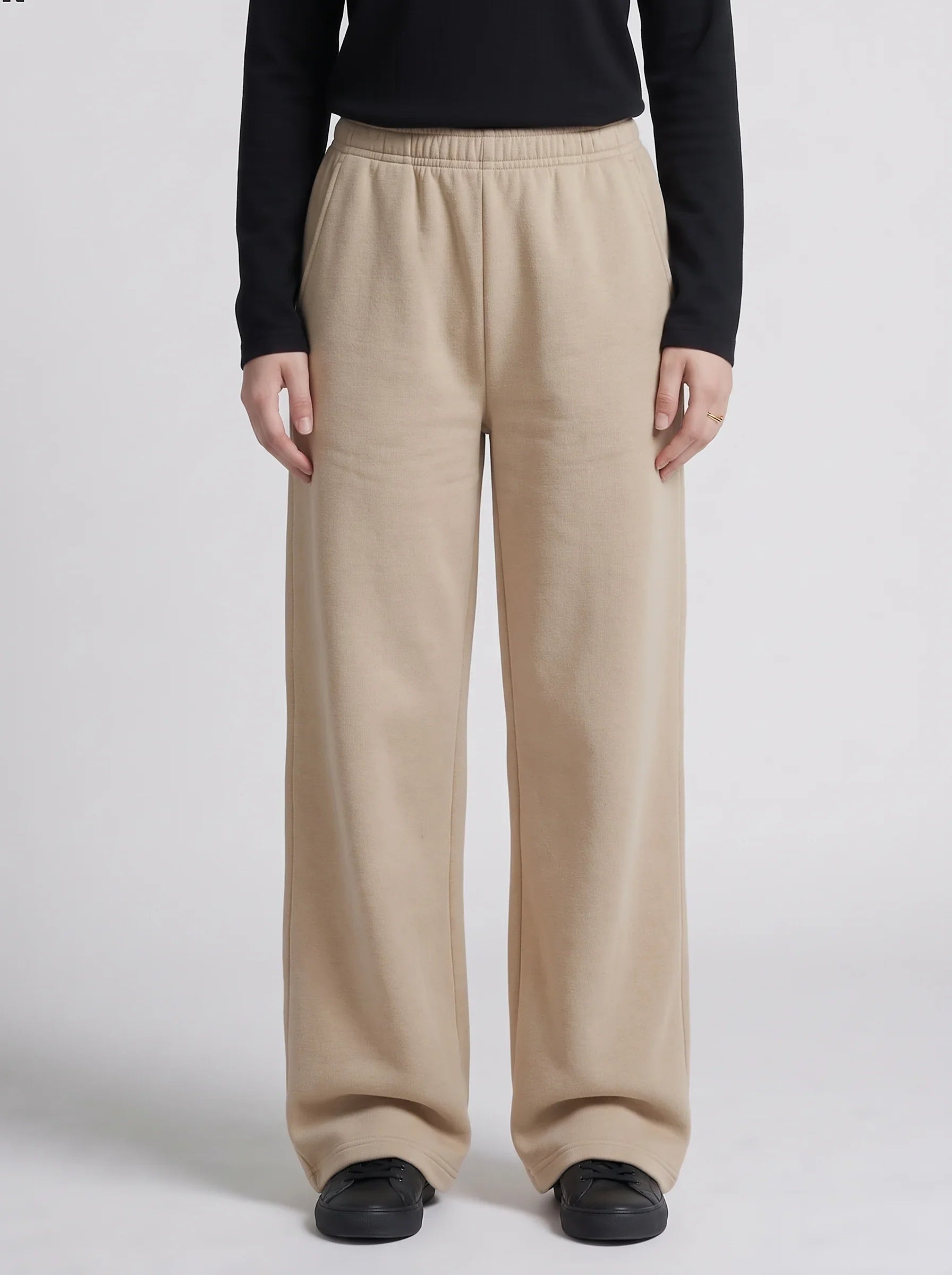 Beige Wide Leg Trouser