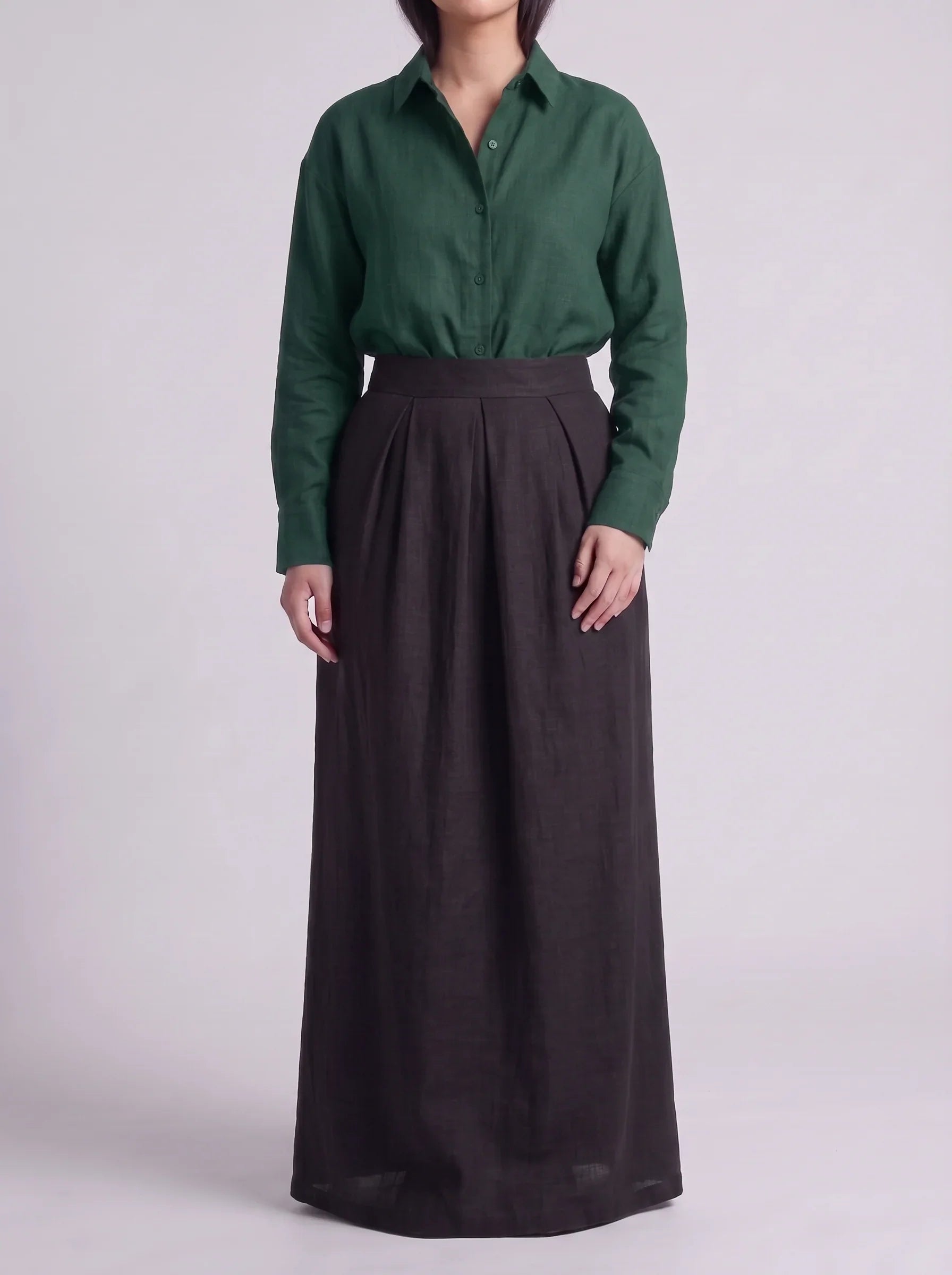 Button Down Shirt With Black Skirt