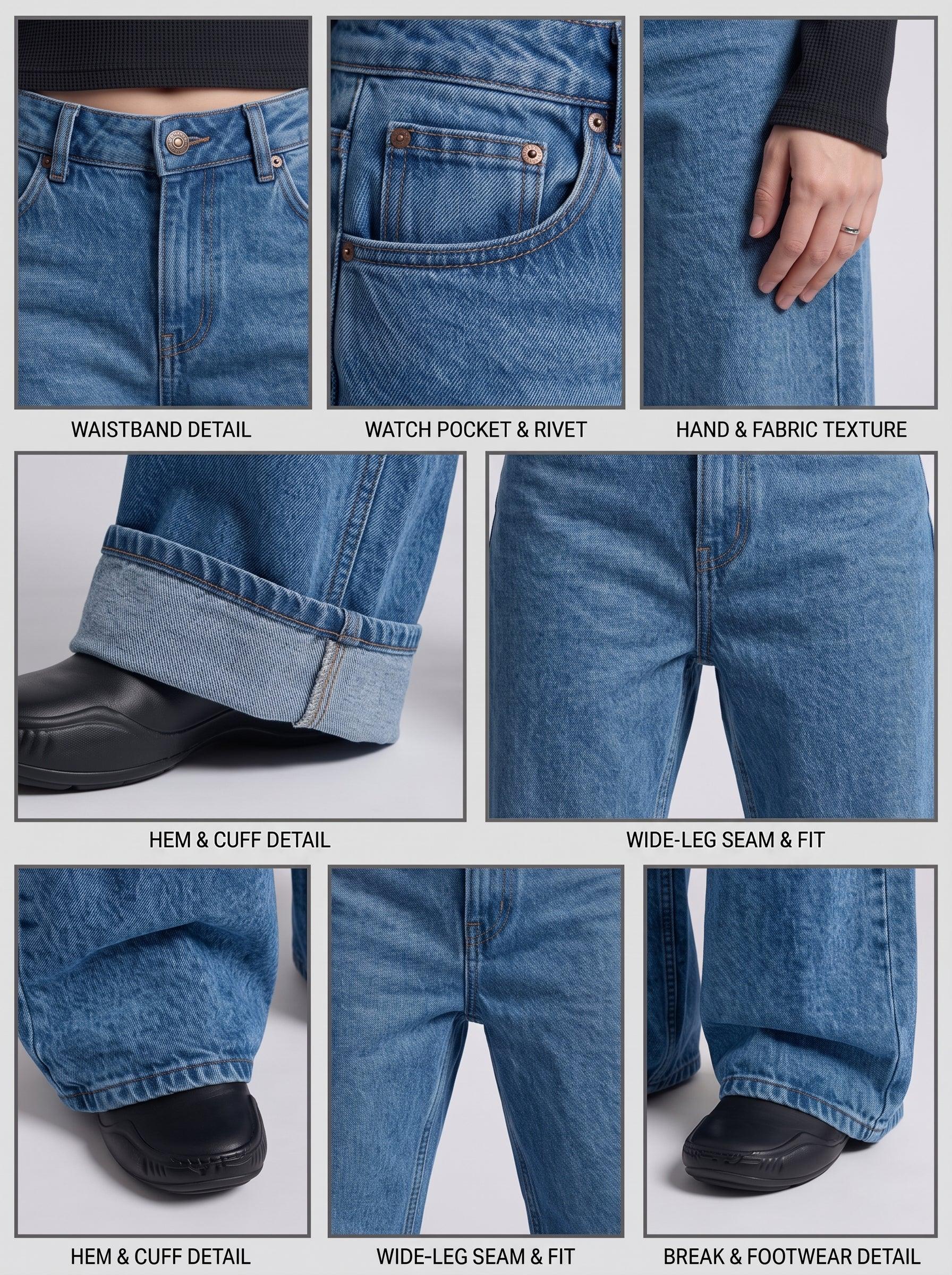 Deep Blue Wide Leg Jeans