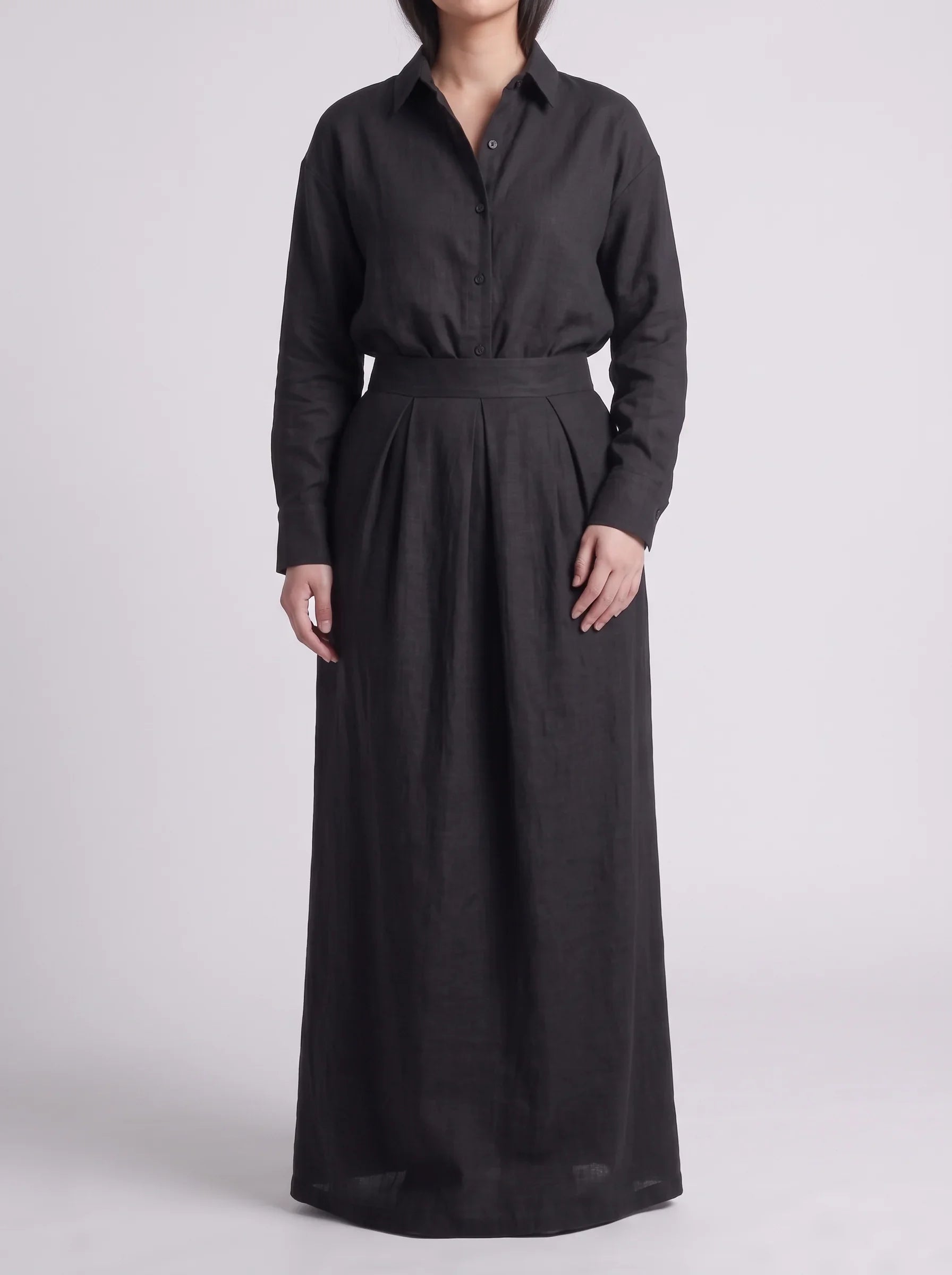 Button Down Shirt With Black Skirt