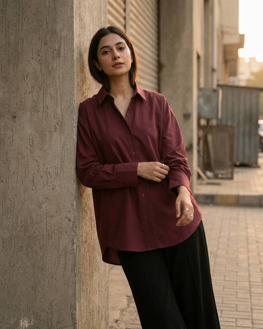 Maroon Button Down Shirt
