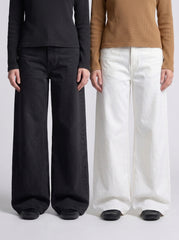 Pack of 02 Wide Leg Jeans (Black & White)