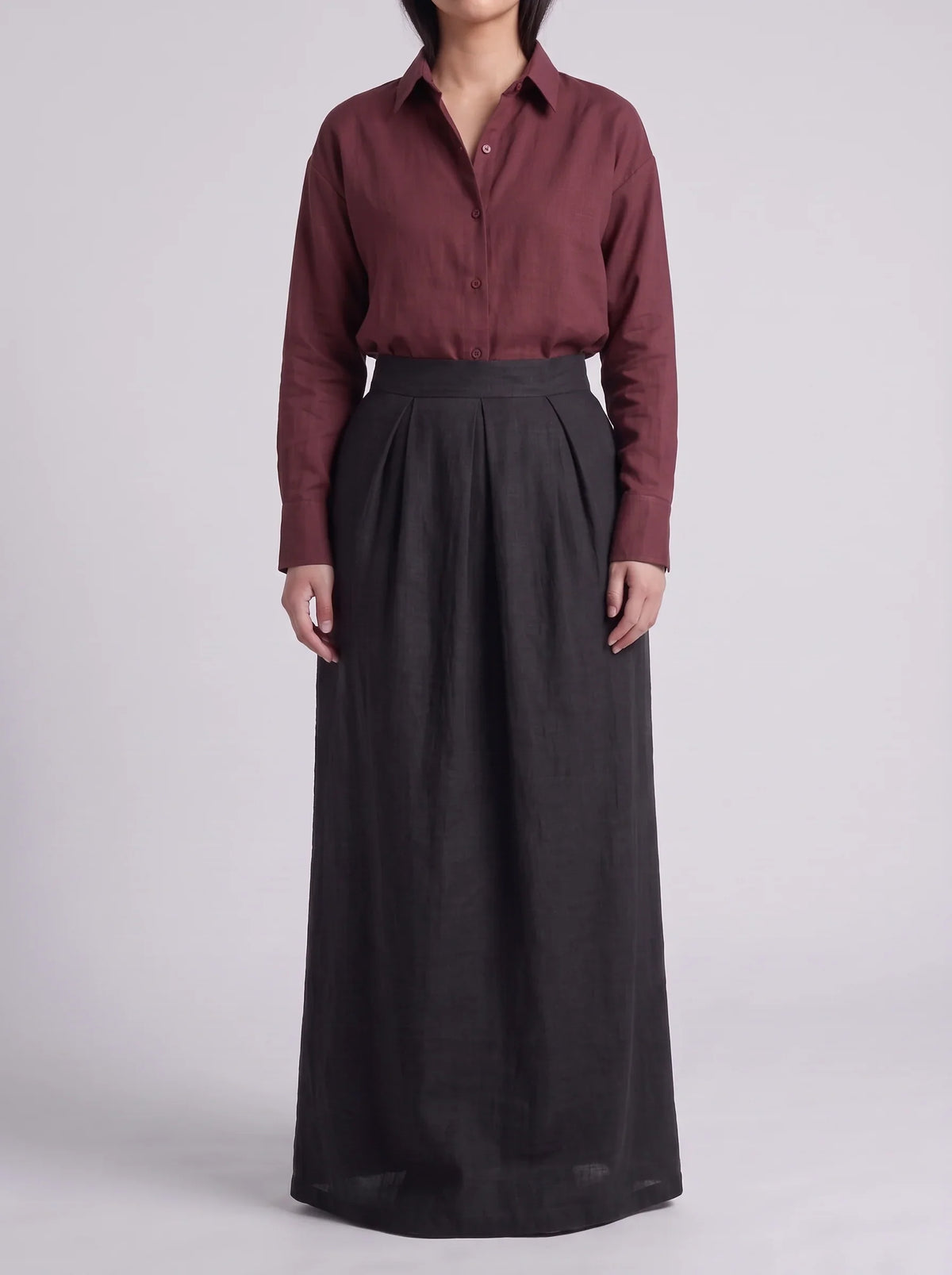 Button Down Shirt With Black Skirt