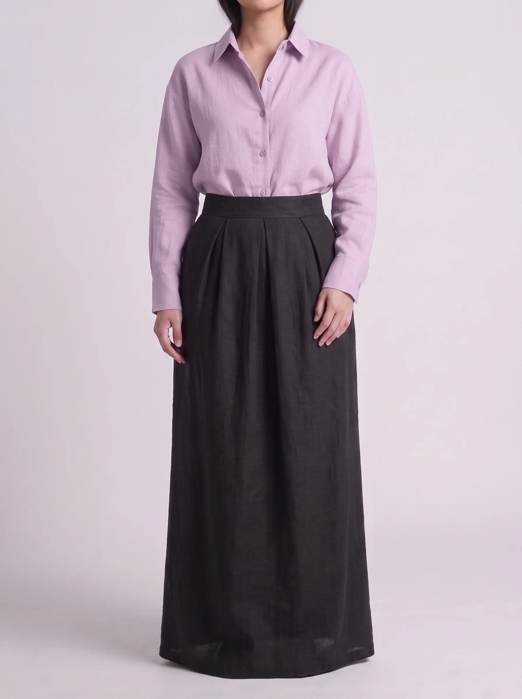 Button Down Shirt With Black Skirt