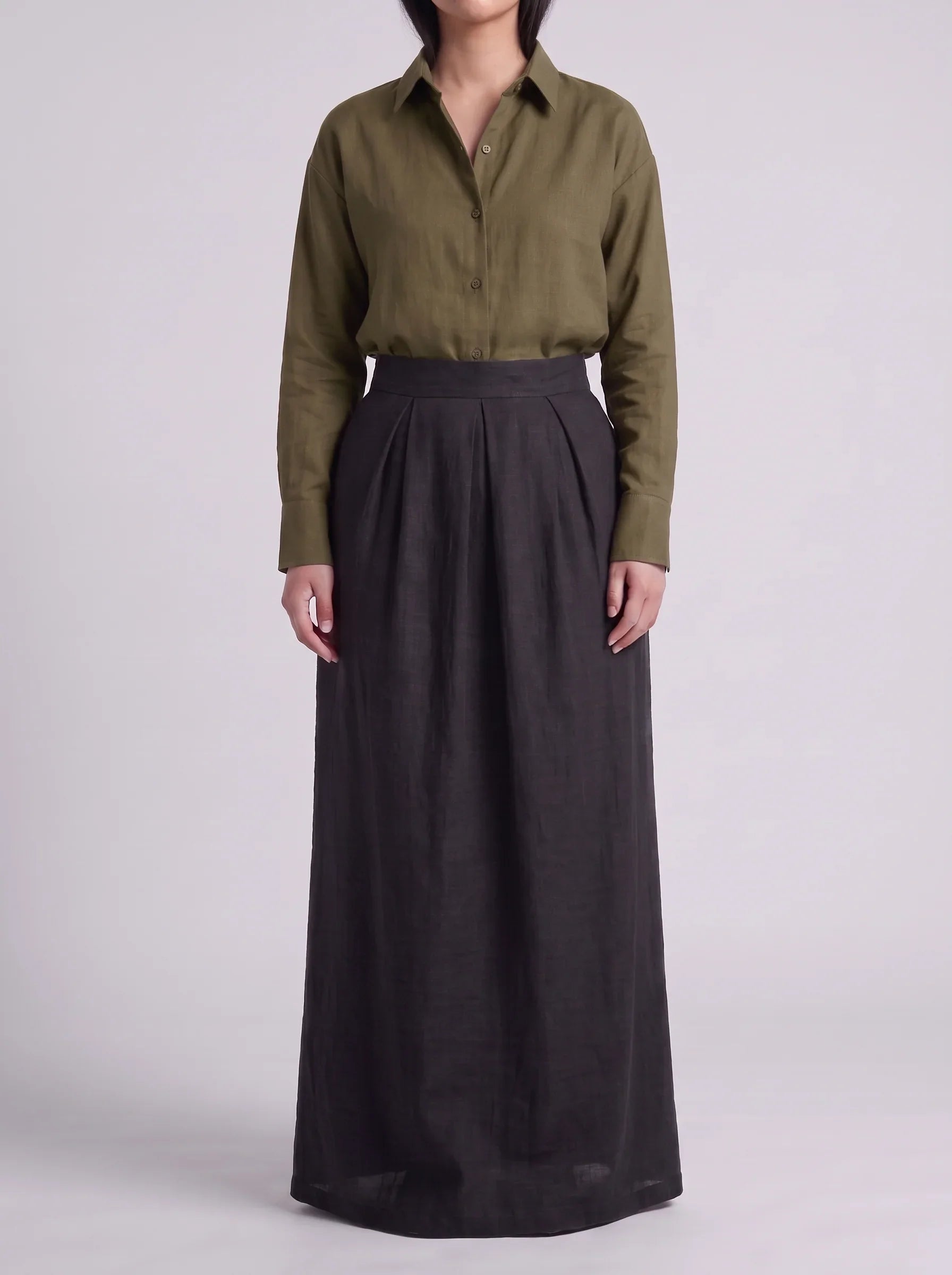 Button Down Shirt With Black Skirt