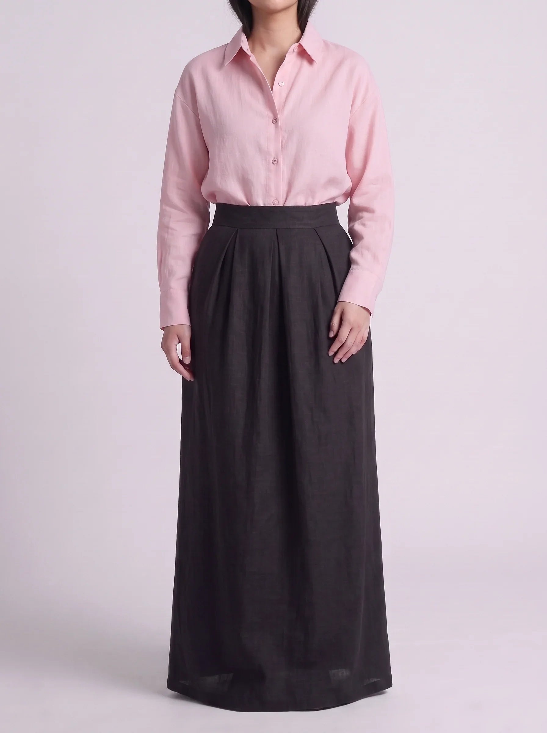 Button Down Shirt With Black Skirt