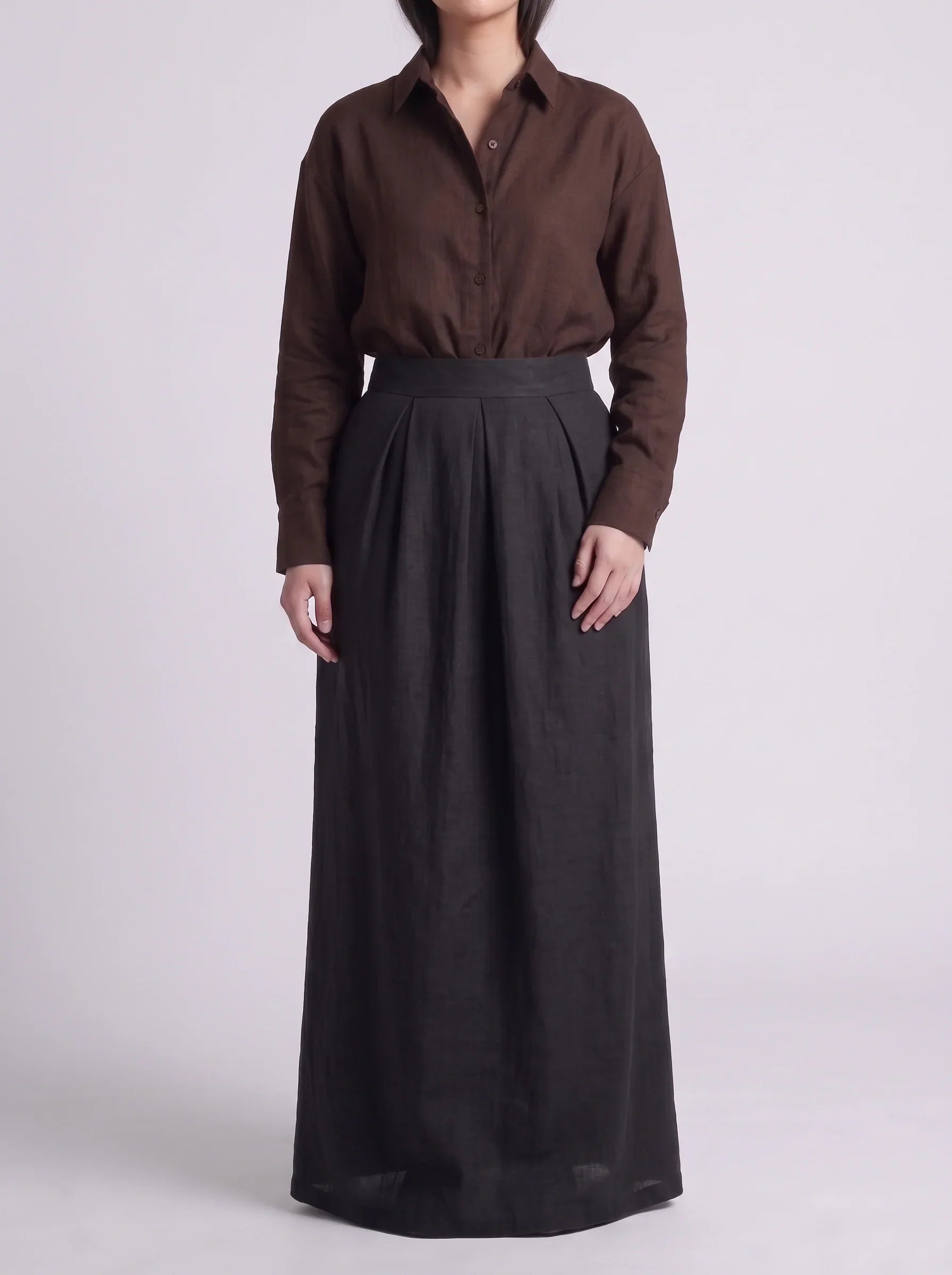 Button Down Shirt With Black Skirt