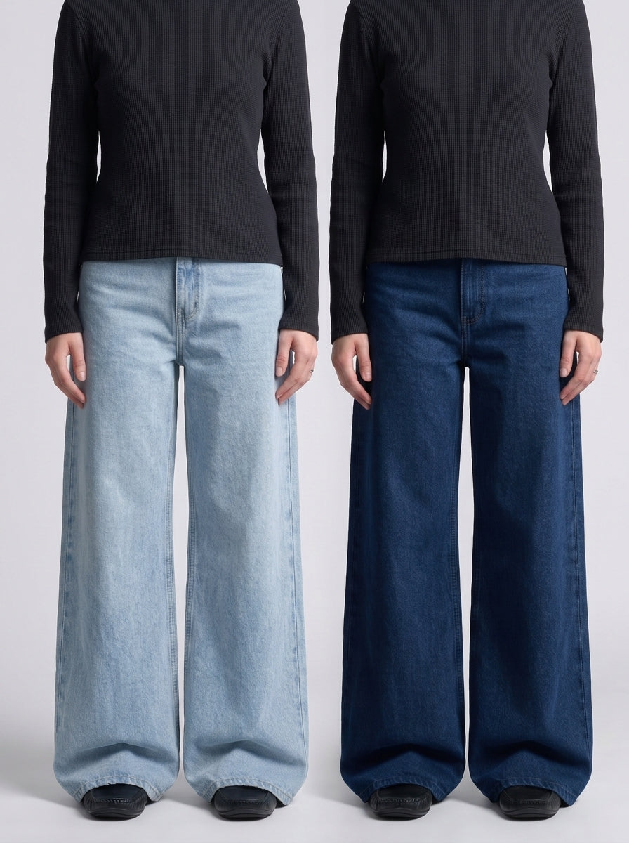 Pack of 2 Wide Leg Jeans (Sky & Dark Blue)