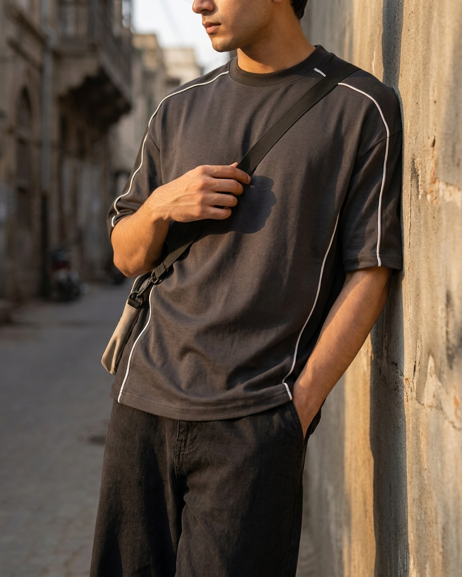 Oversize - Charcoal Panel Tee