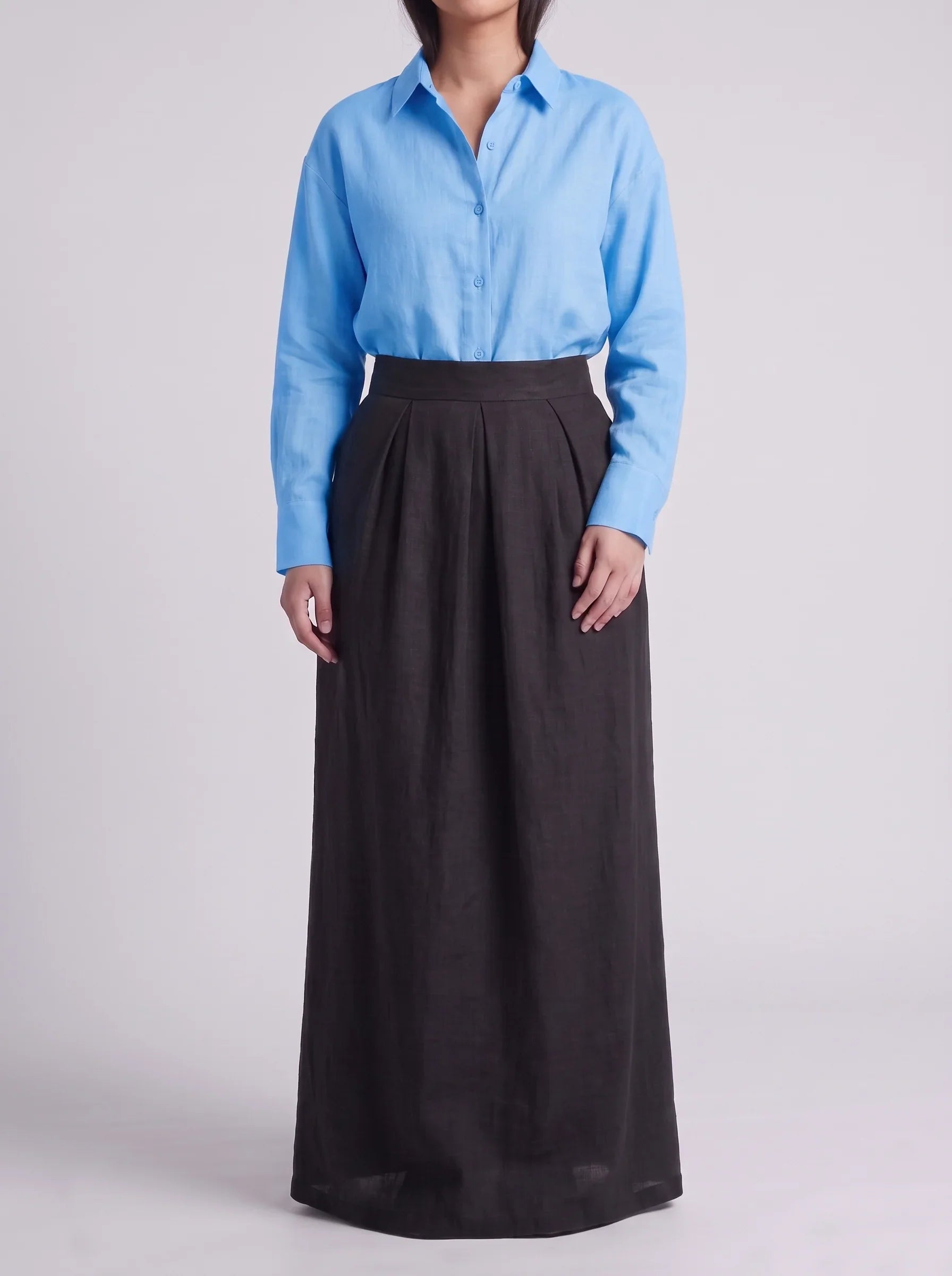 Button Down Shirt With Black Skirt