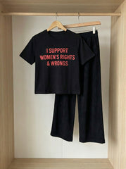 Women's rights and Wrongs Crop Wide Leg Set
