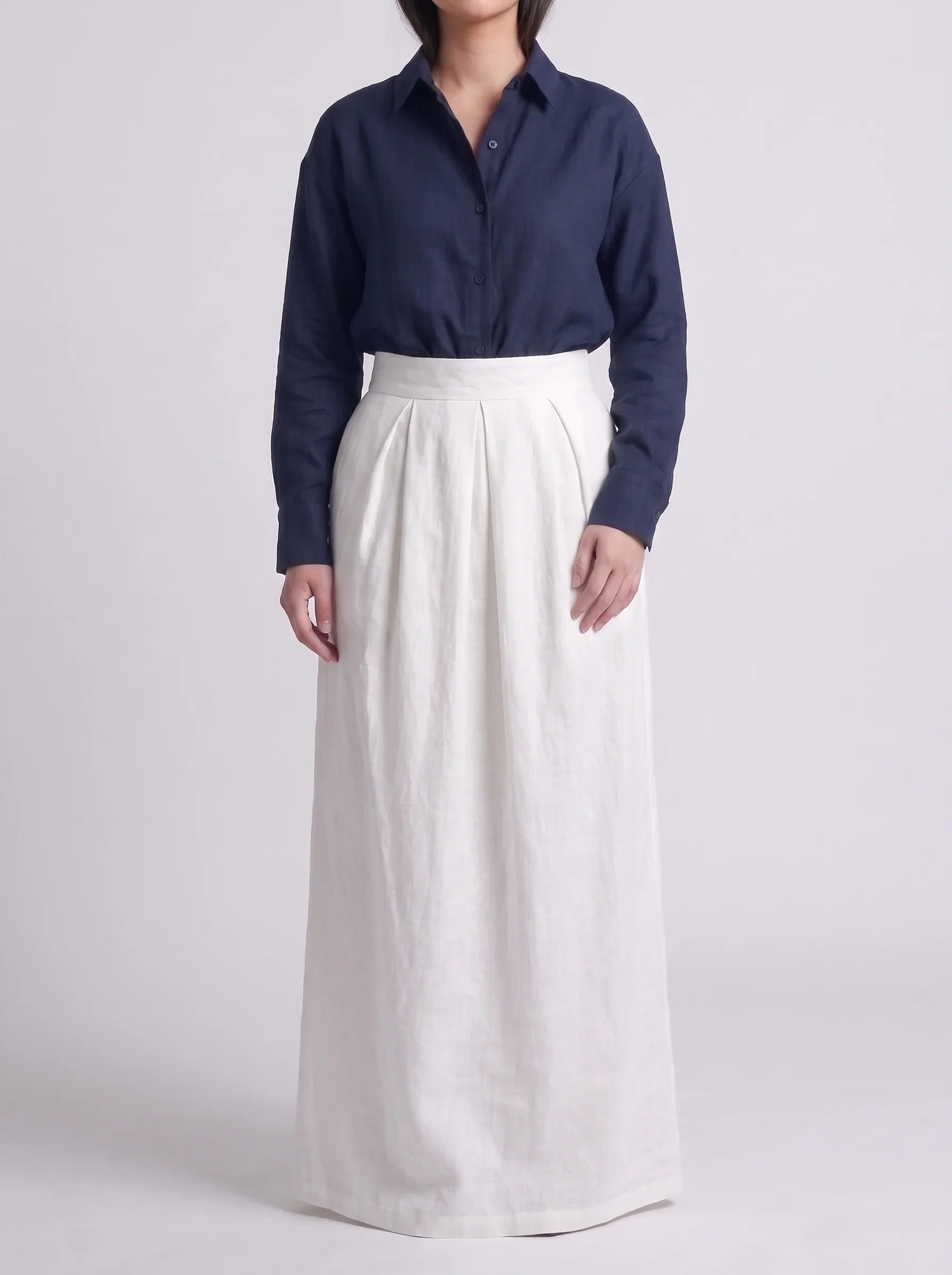 Button Down Shirt With White Skirt