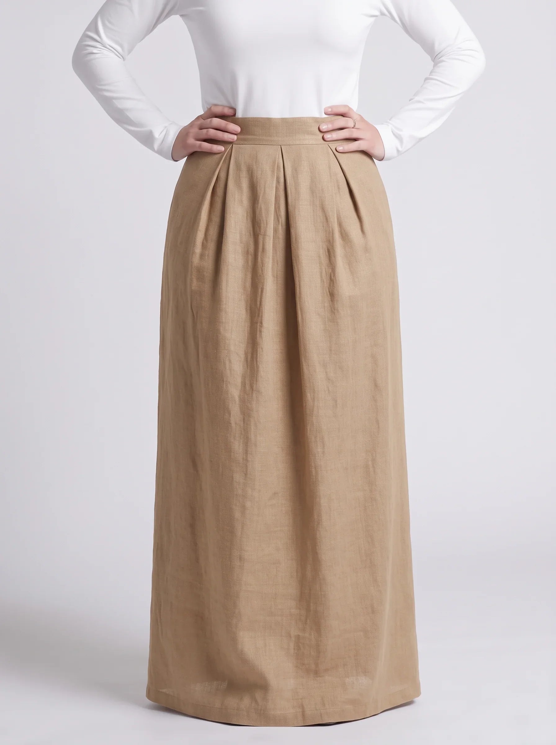 Nude Pleated Skirt