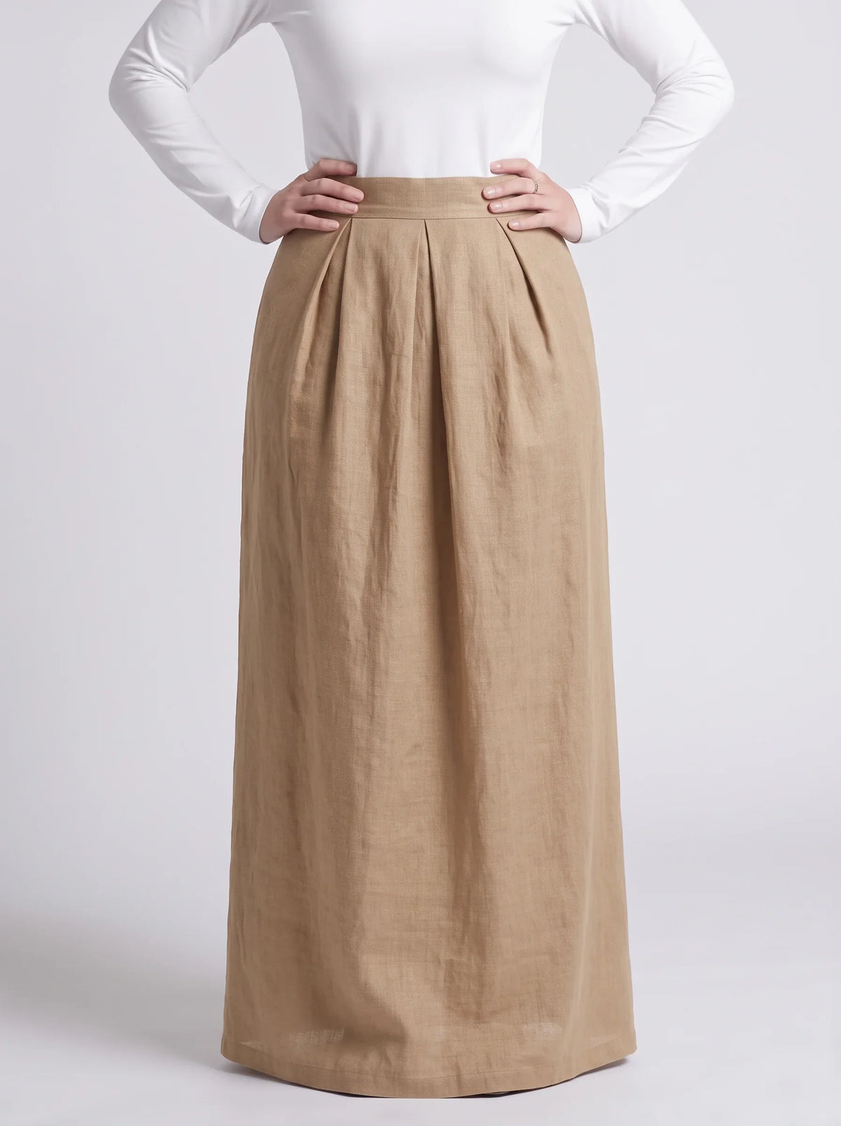 Nude Pleated Skirt