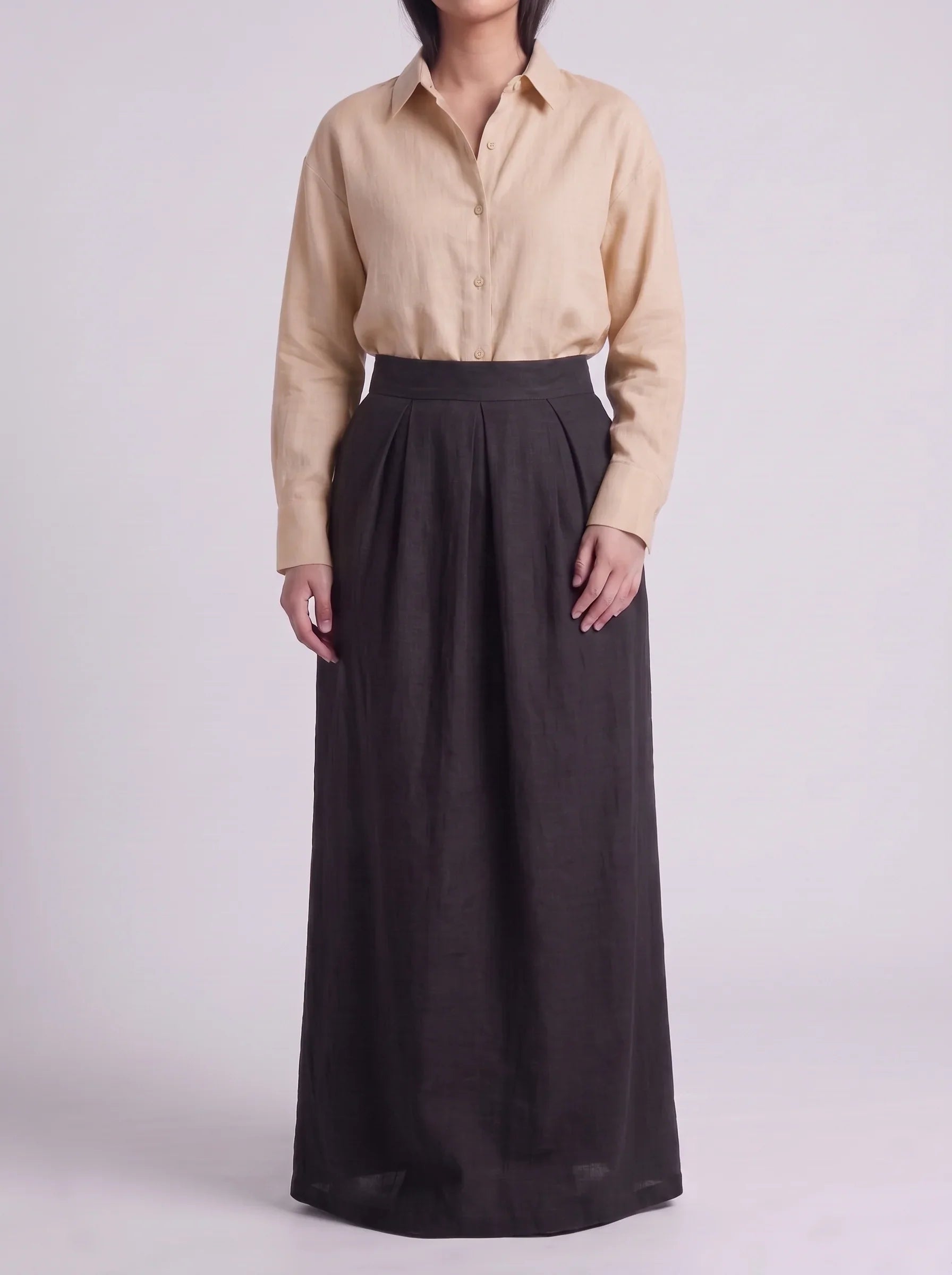 Button Down Shirt With Black Skirt
