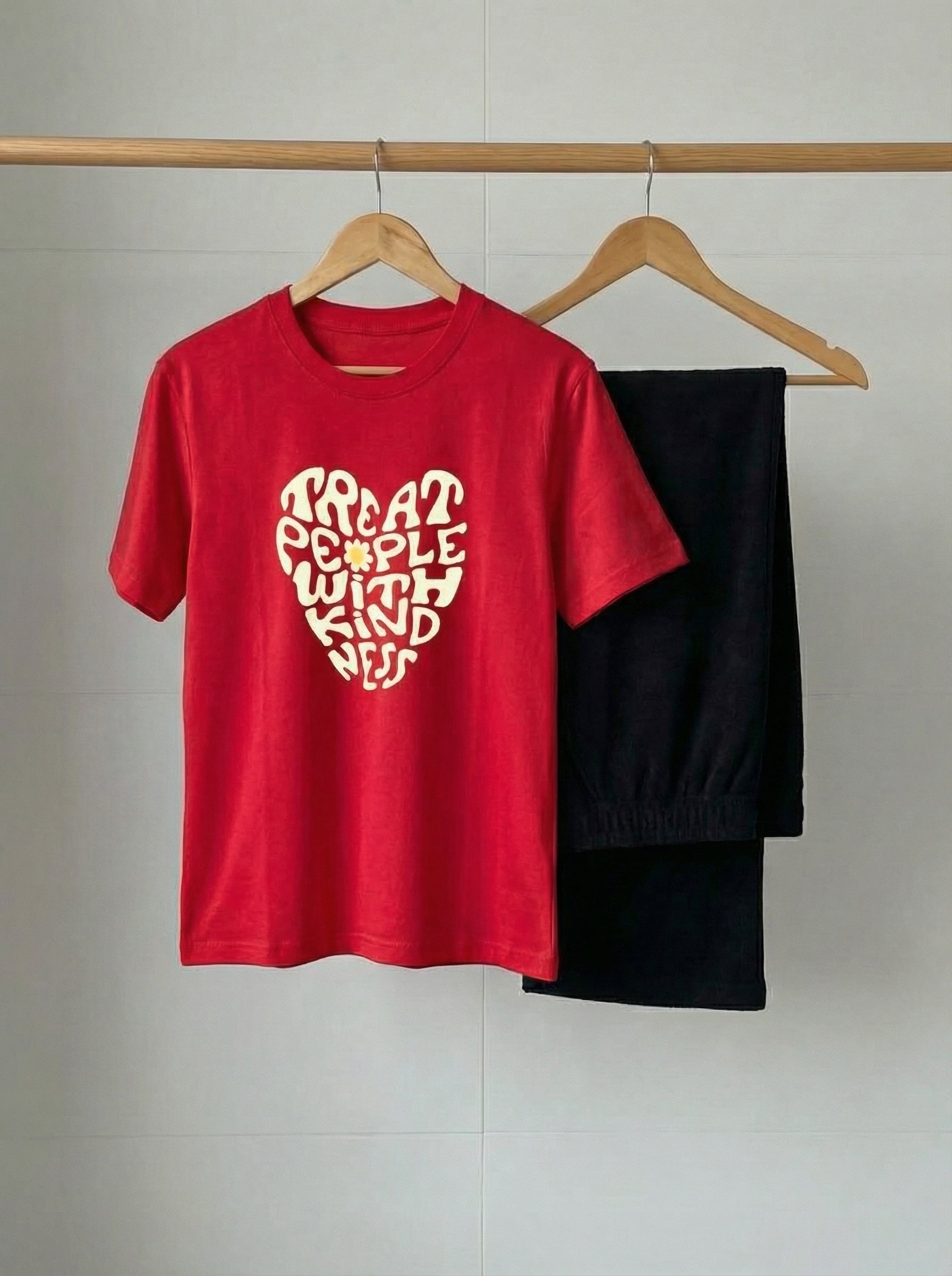 Treat People With Kindness Black Wide leg set