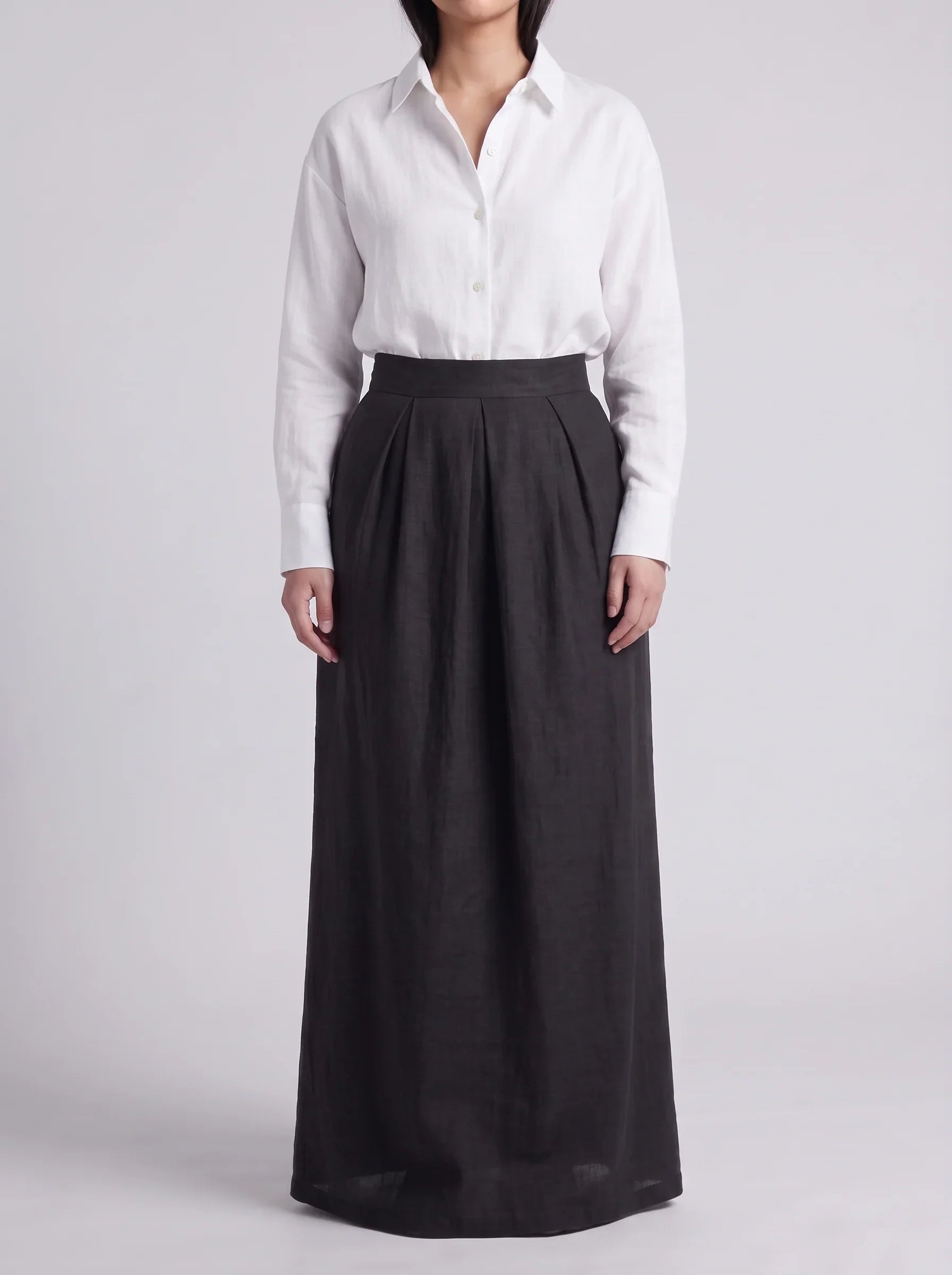 Button Down Shirt With Black Skirt