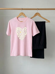 Treat People With Kindness Black Wide leg set