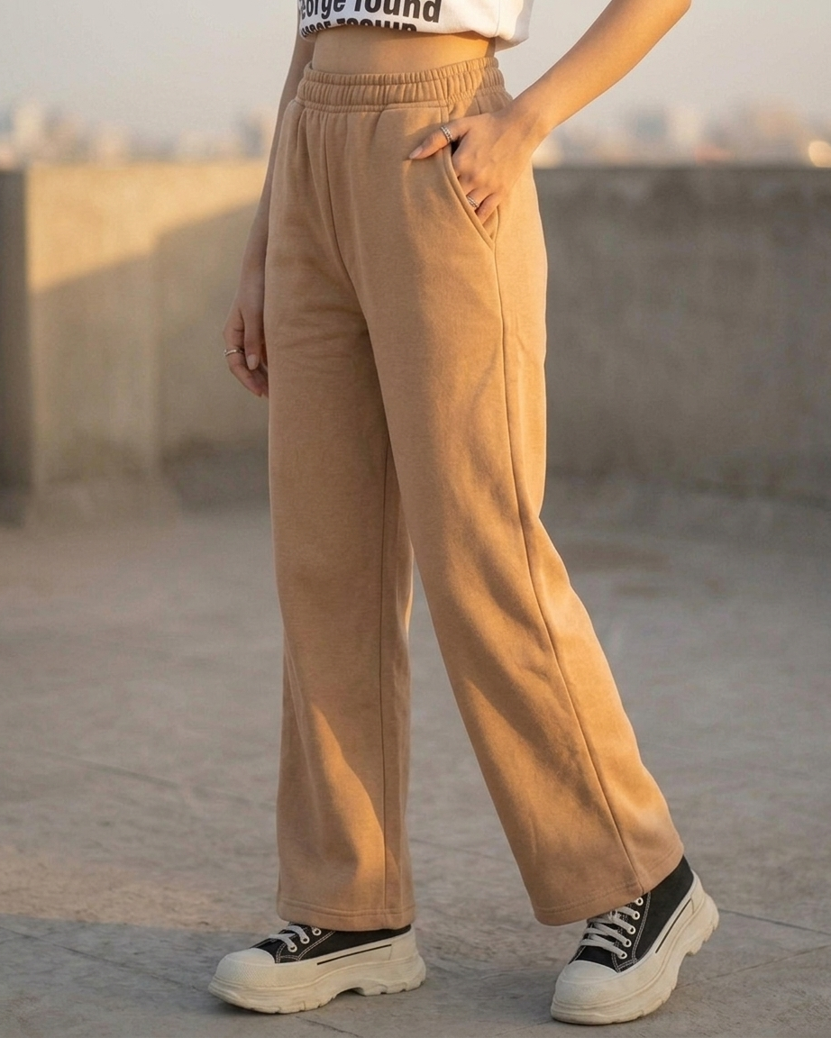 Beige Wide Leg Trouser