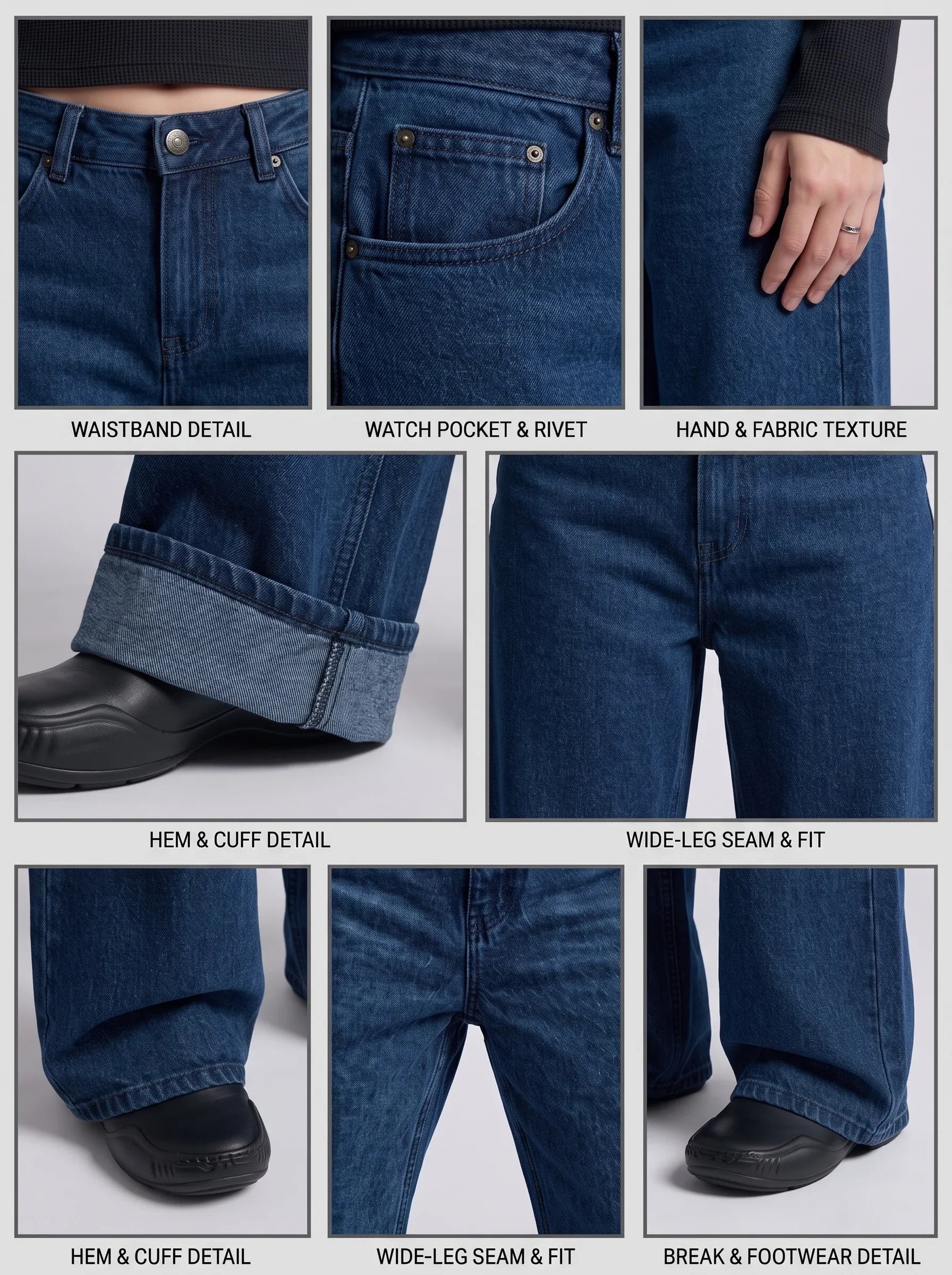 Dark Blue Wide Leg Jeans