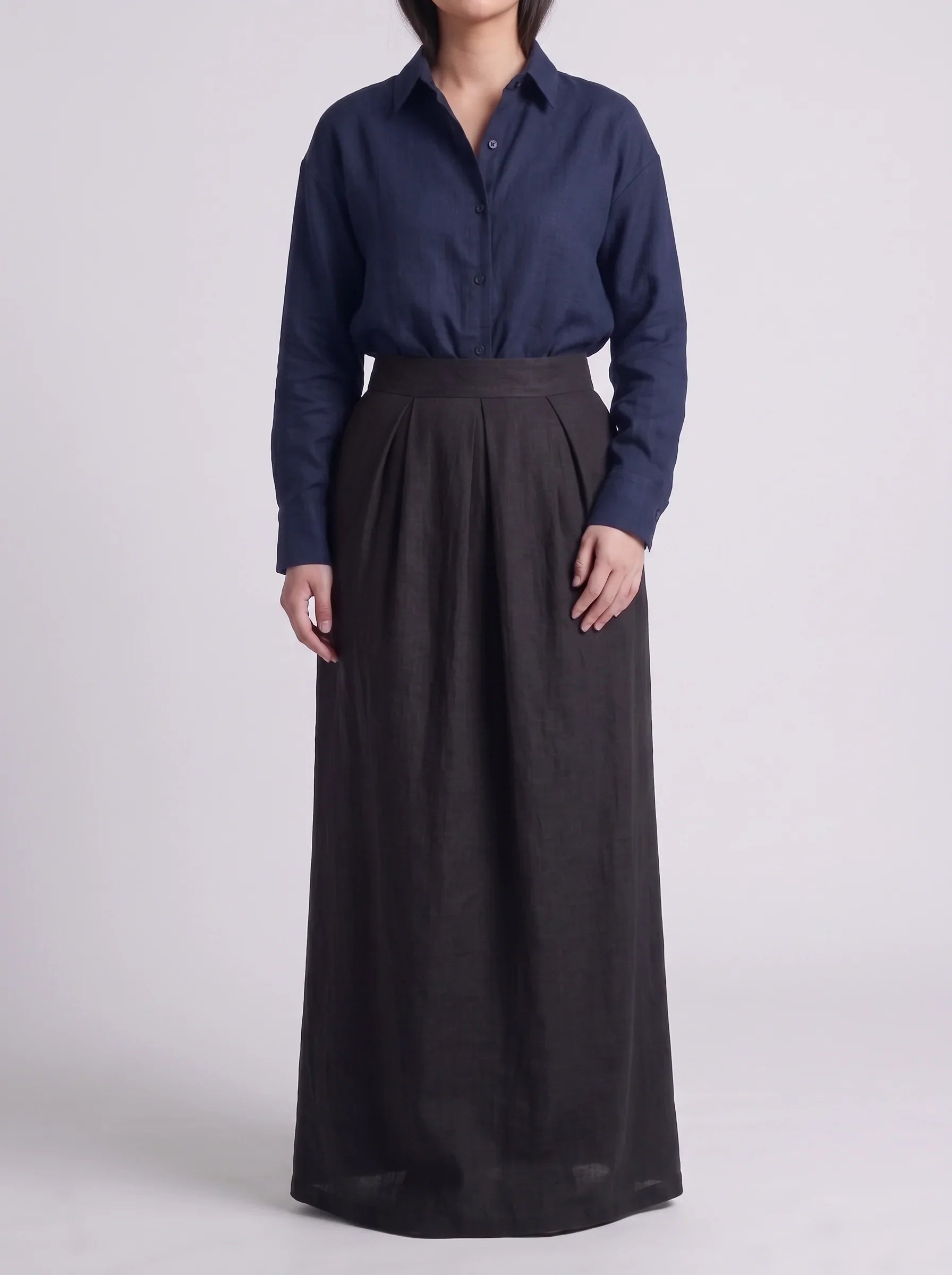 Button Down Shirt With Black Skirt